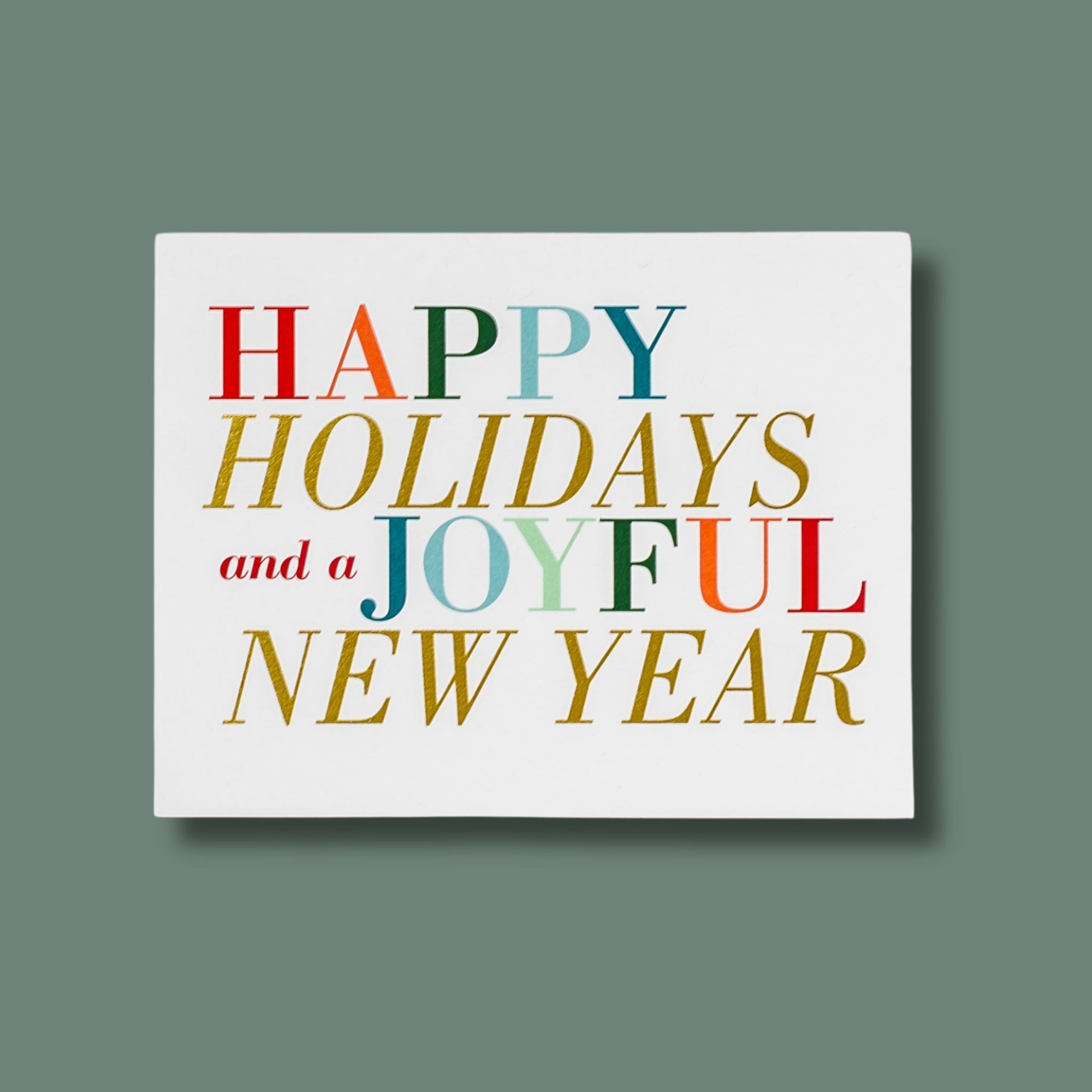 Happy Holidays + Joyful New Year Card - Green Fresh Florals + Plants