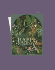 Happy Holidays Woodland Forest Card - Green Fresh Florals + Plants