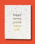 Happy Merry Joyful Card - Green Fresh Florals + Plants