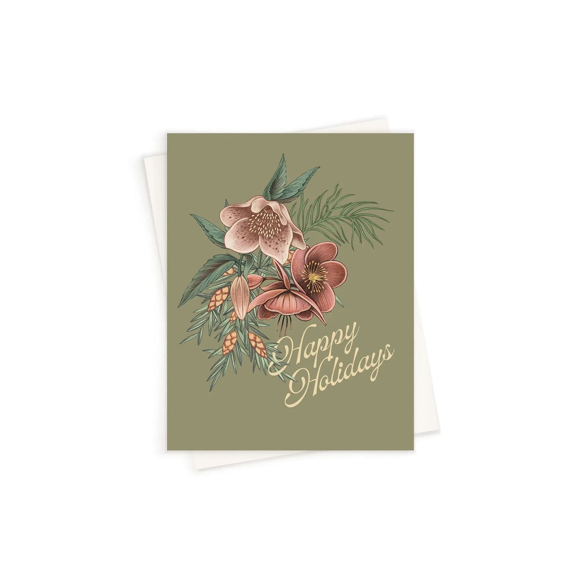 Hellebore Happy Holidays Card - Green Fresh Florals + Plants