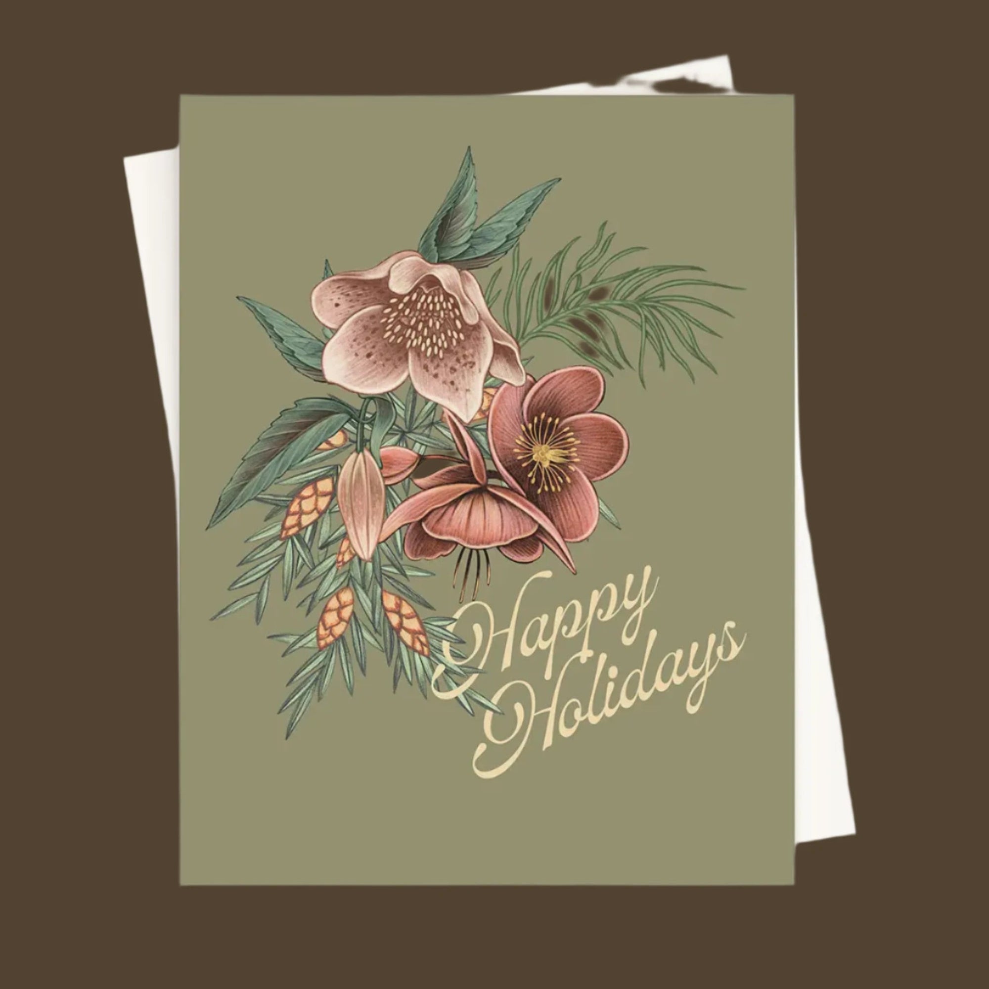 Hellebore Happy Holidays Card - Green Fresh Florals + Plants