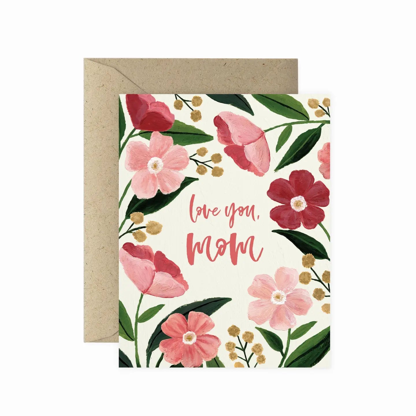 Love You Mom Poppy Card - Green Fresh Florals + Plants