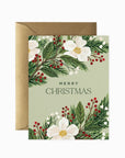 Merry Christmas Floral Card - Green Fresh Florals + Plants