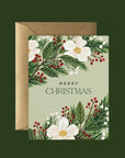 Merry Christmas Floral Card - Green Fresh Florals + Plants