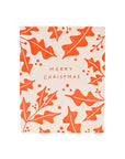 Merry Christmas Holly Card - Green Fresh Florals + Plants