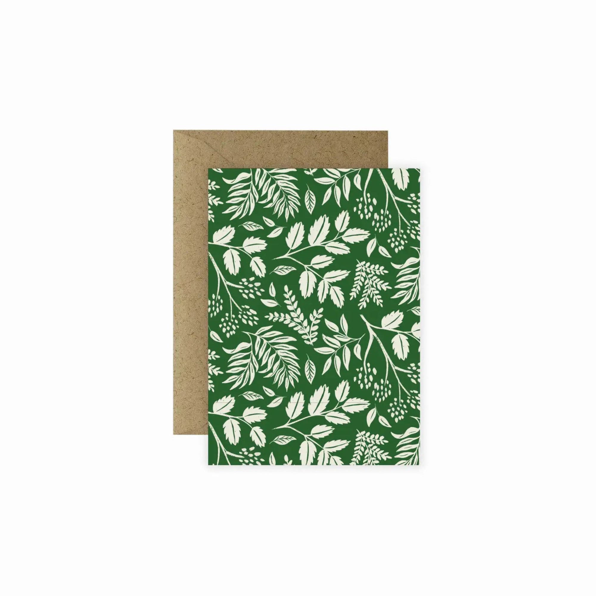 Mini Holiday Greeting Card - Green Fresh Florals + Plants