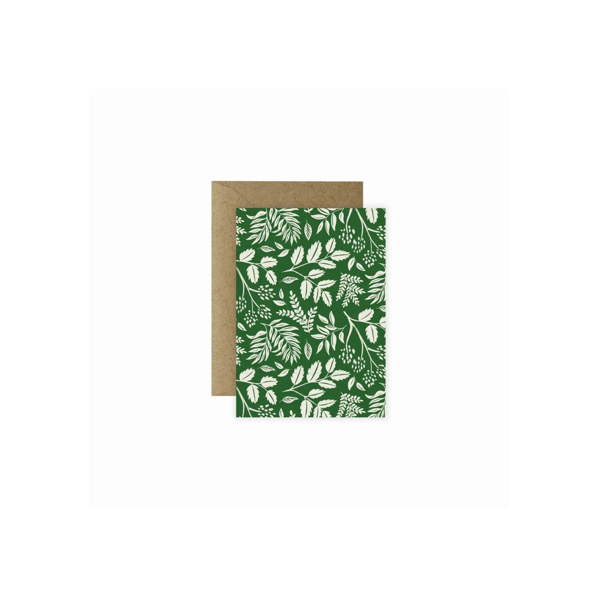 Mini Holiday Greeting Card - Green Fresh Florals + Plants