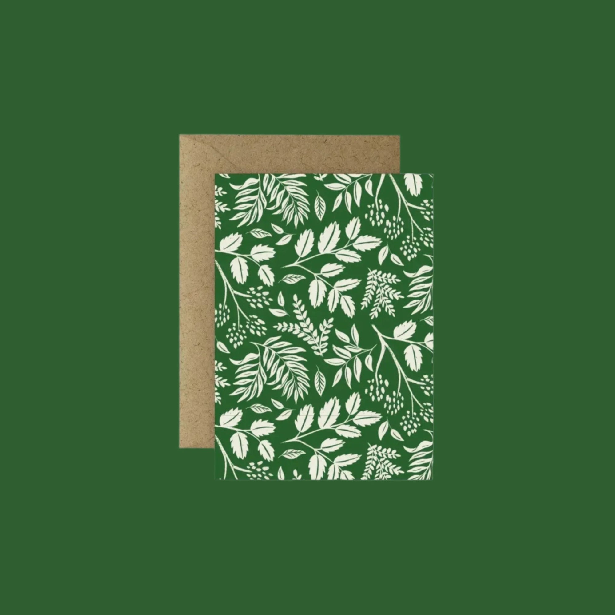 Mini Holiday Greeting Card - Green Fresh Florals + Plants