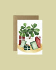 Mini Holiday Greeting Card - Green Fresh Florals + Plants