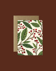 Mini Holiday Greeting Card - Green Fresh Florals + Plants