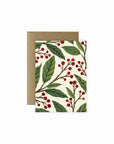 Mini Holiday Greeting Card - Green Fresh Florals + Plants