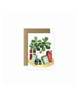 Mini Holiday Greeting Card - Green Fresh Florals + Plants