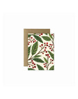 Mini Holiday Greeting Card - Green Fresh Florals + Plants