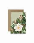 Mini Holiday Greeting Card - Green Fresh Florals + Plants