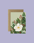 Mini Holiday Greeting Card - Green Fresh Florals + Plants