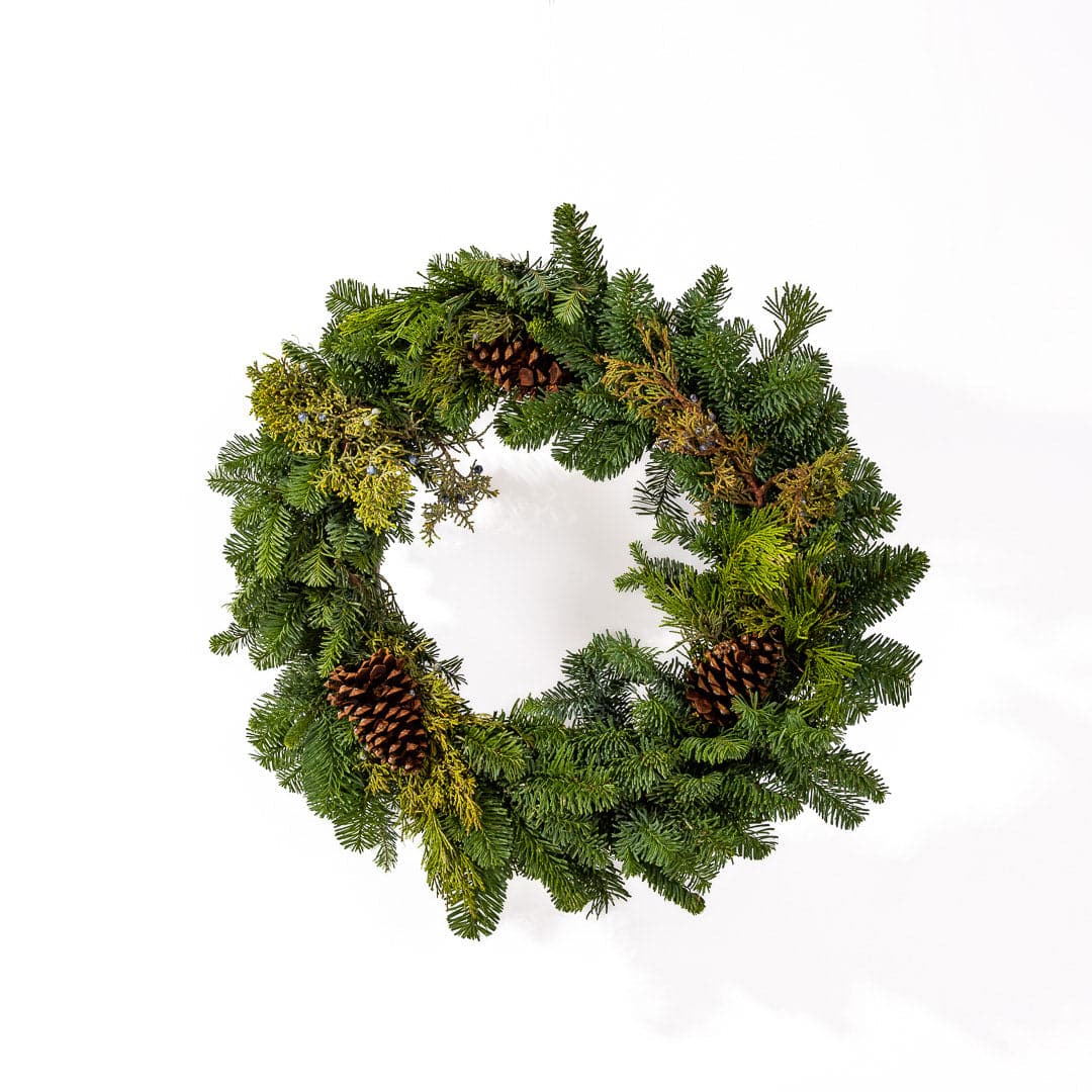 Mixed Evergreen Wreath - Green Fresh Florals + Plants