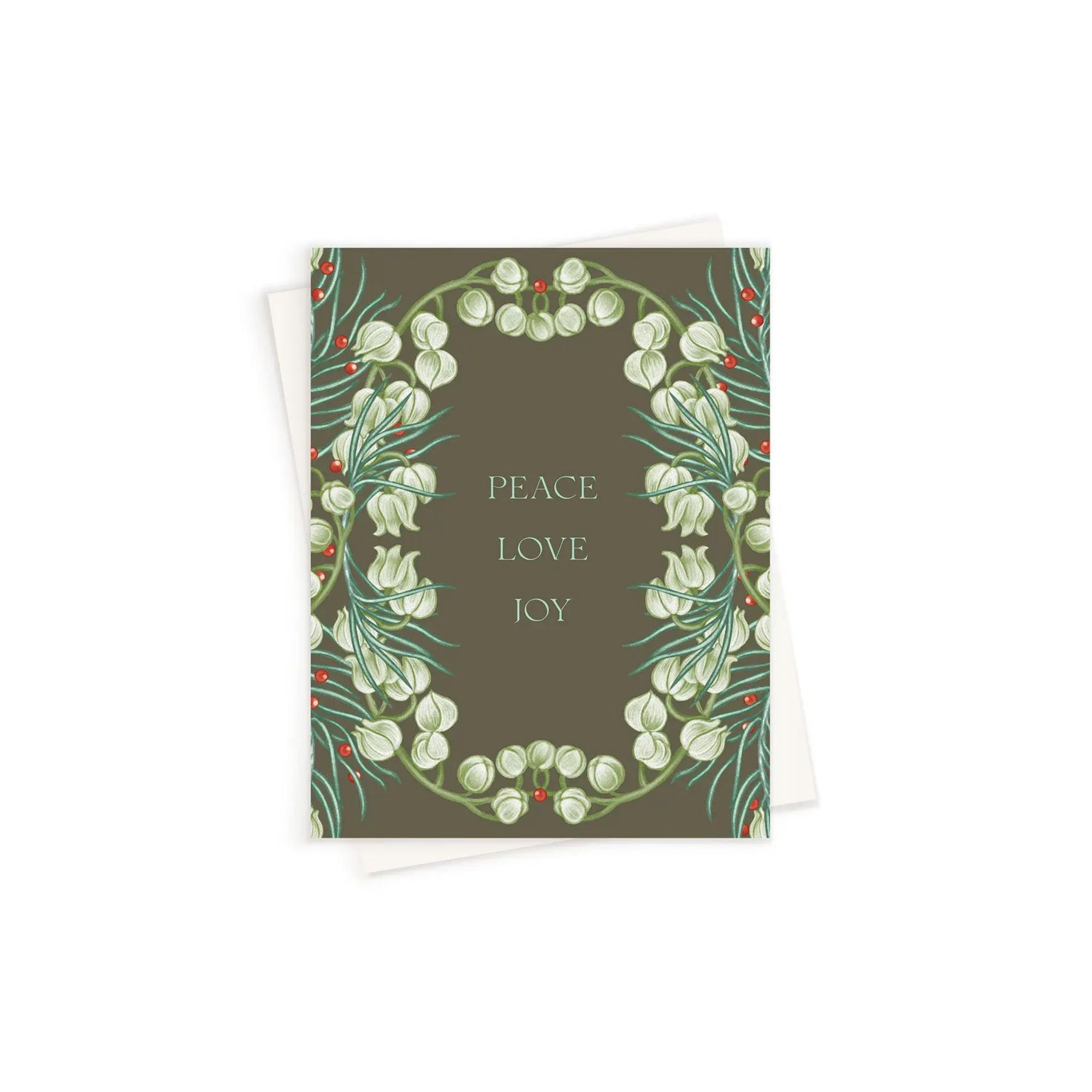 Moss Peace, Love, & Joy Floral Card - Green Fresh Florals + Plants