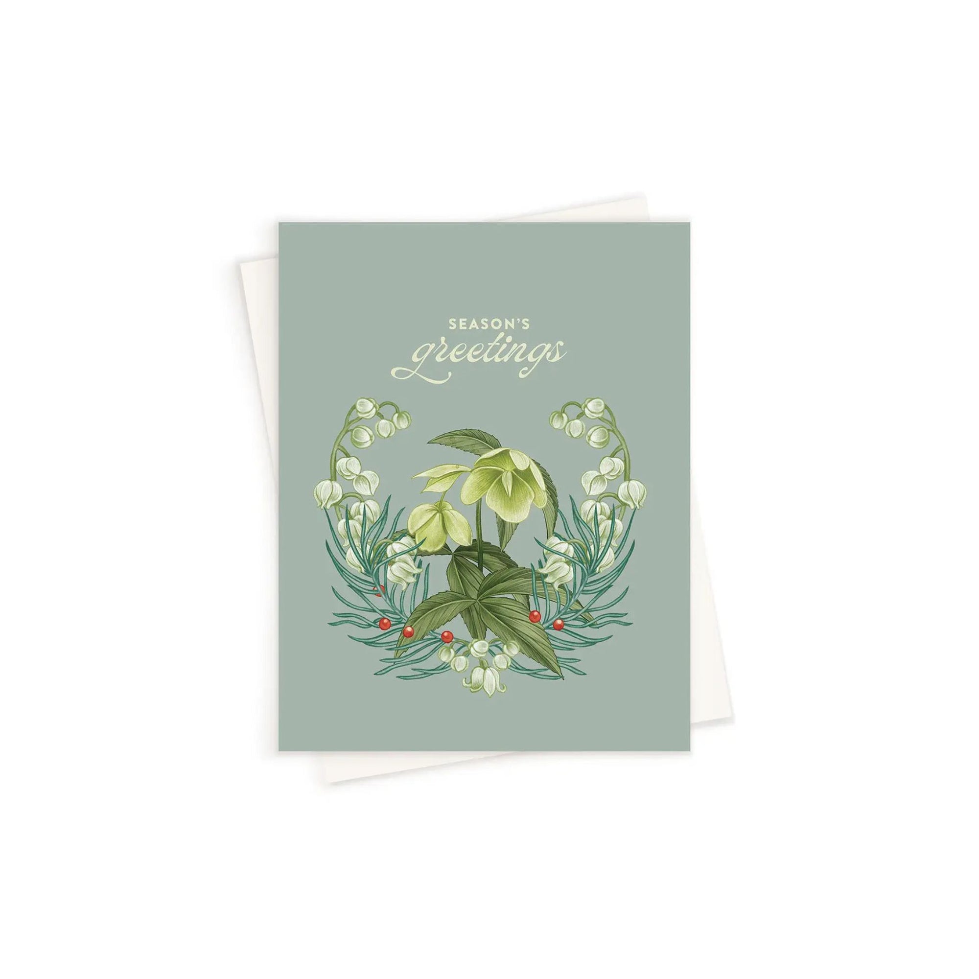 Sage Season's Greetings Card - Green Fresh Florals + Plants