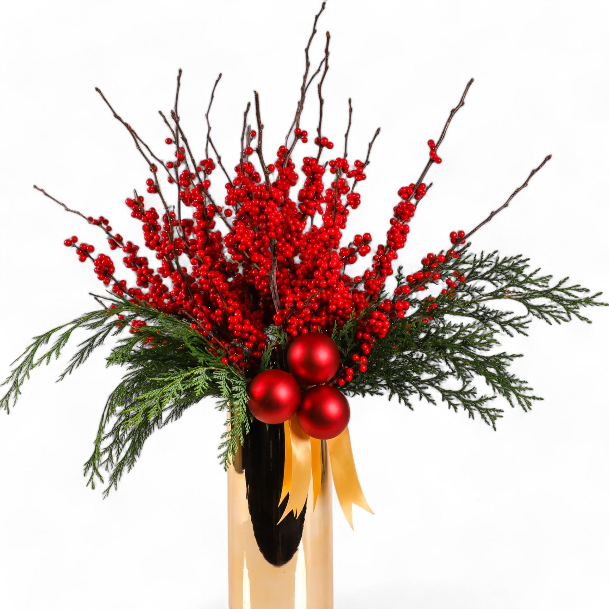 Scarlet and Gold Holiday Splendor - Green Fresh Florals + Plants