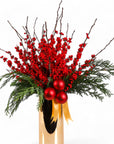 Scarlet and Gold Holiday Splendor - Green Fresh Florals + Plants