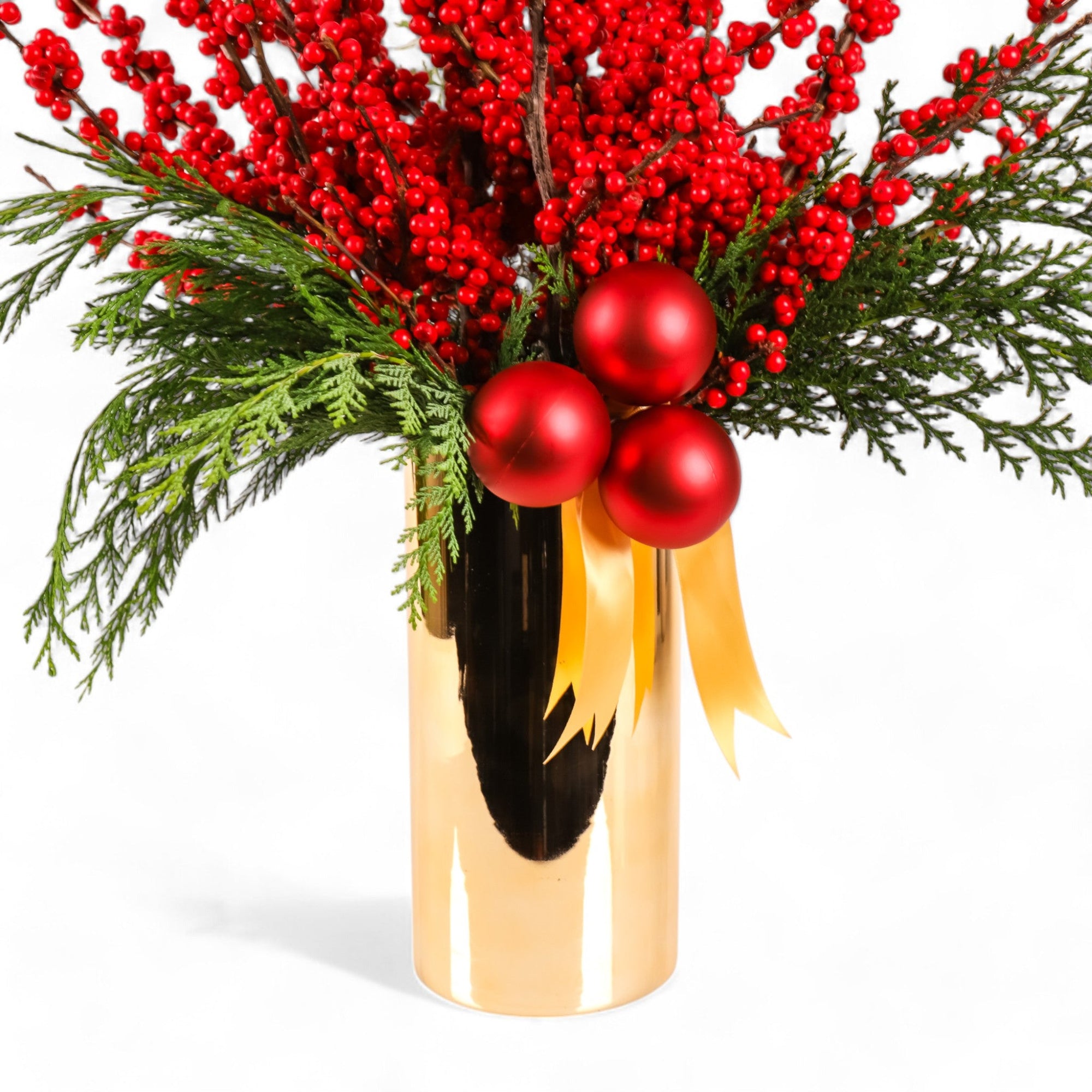 Scarlet and Gold Holiday Splendor - Green Fresh Florals + Plants