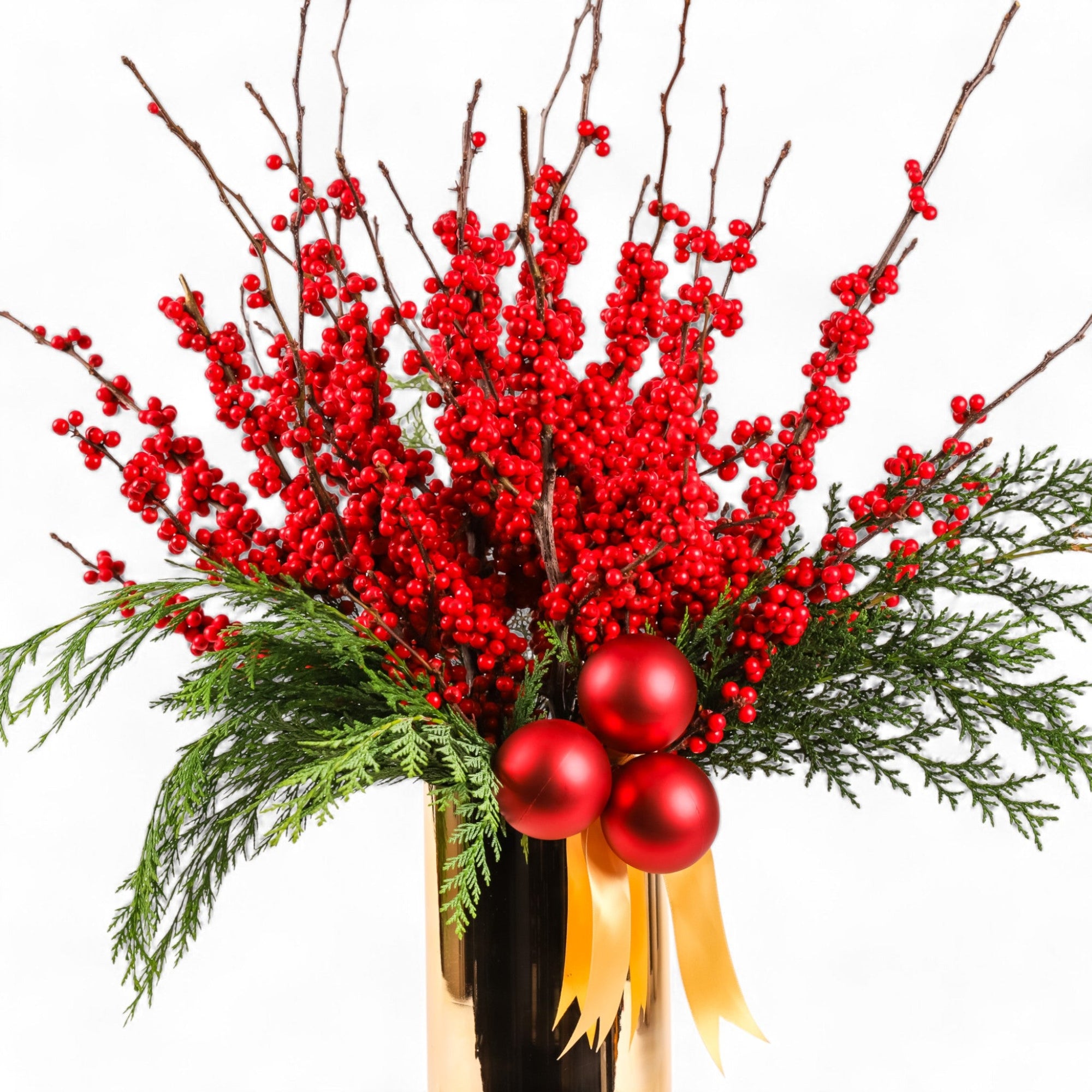 Scarlet and Gold Holiday Splendor - Green Fresh Florals + Plants