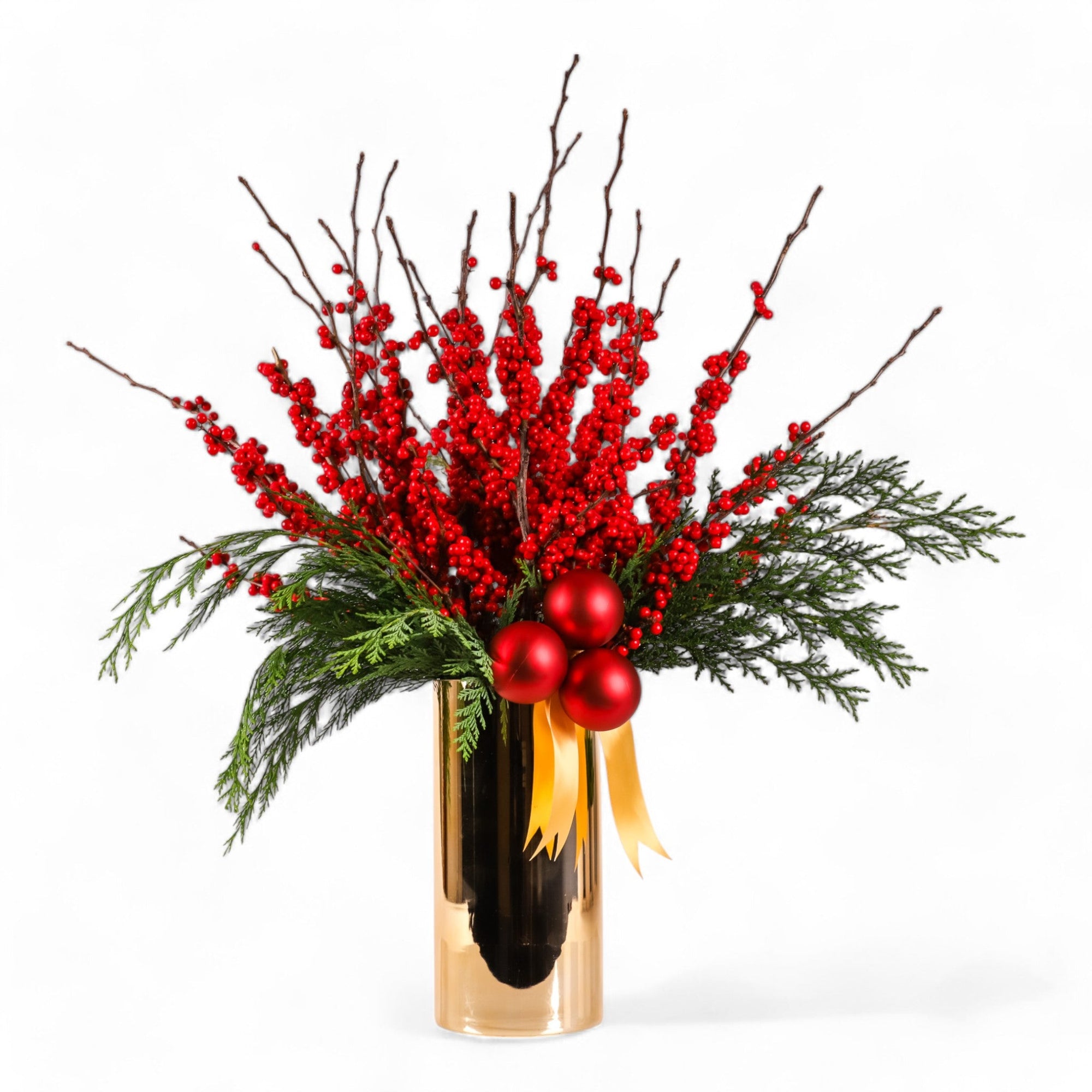 Scarlet and Gold Holiday Splendor - Green Fresh Florals + Plants