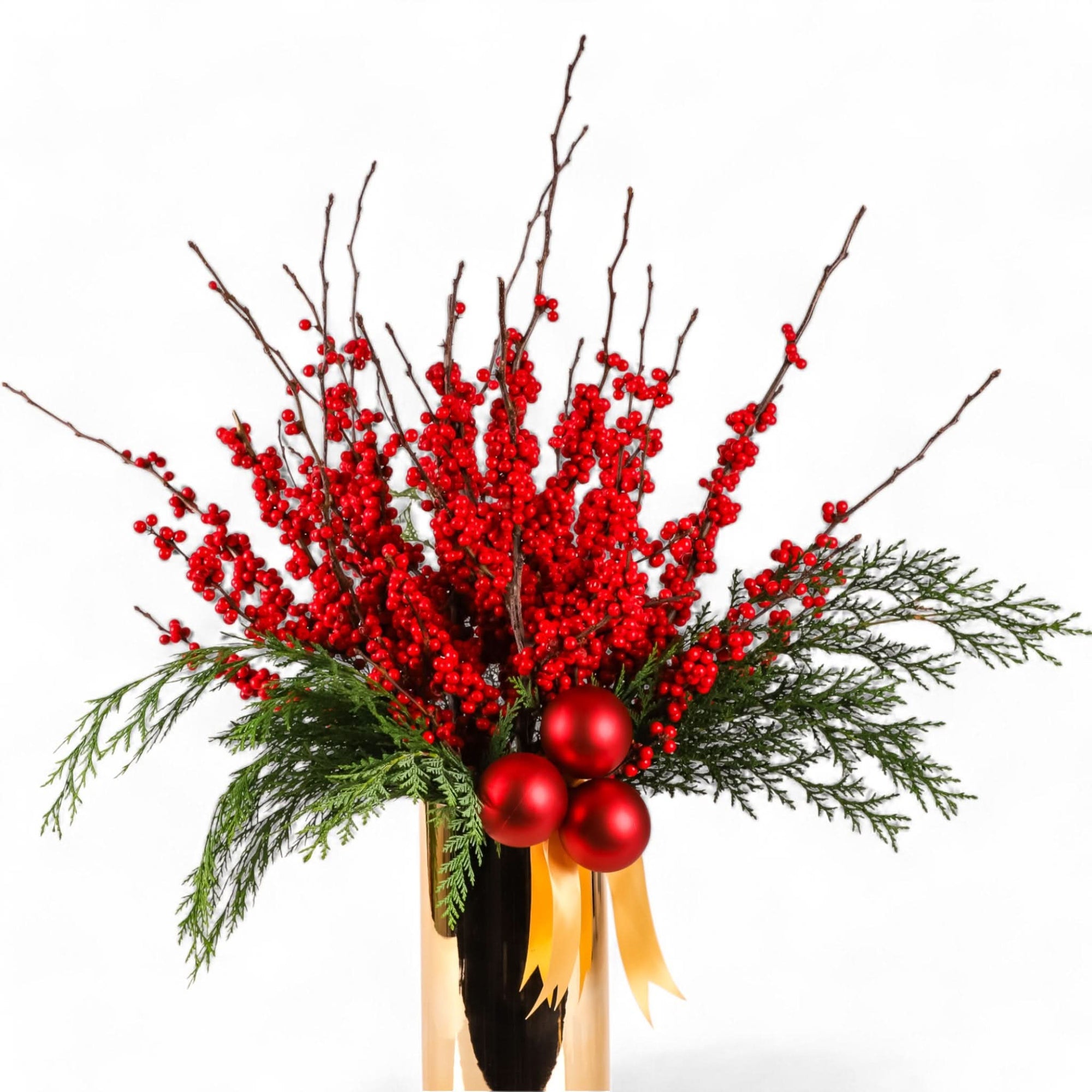 Scarlet and Gold Holiday Splendor - Green Fresh Florals + Plants