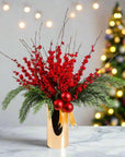 Scarlet and Gold Holiday Splendor - Green Fresh Florals + Plants
