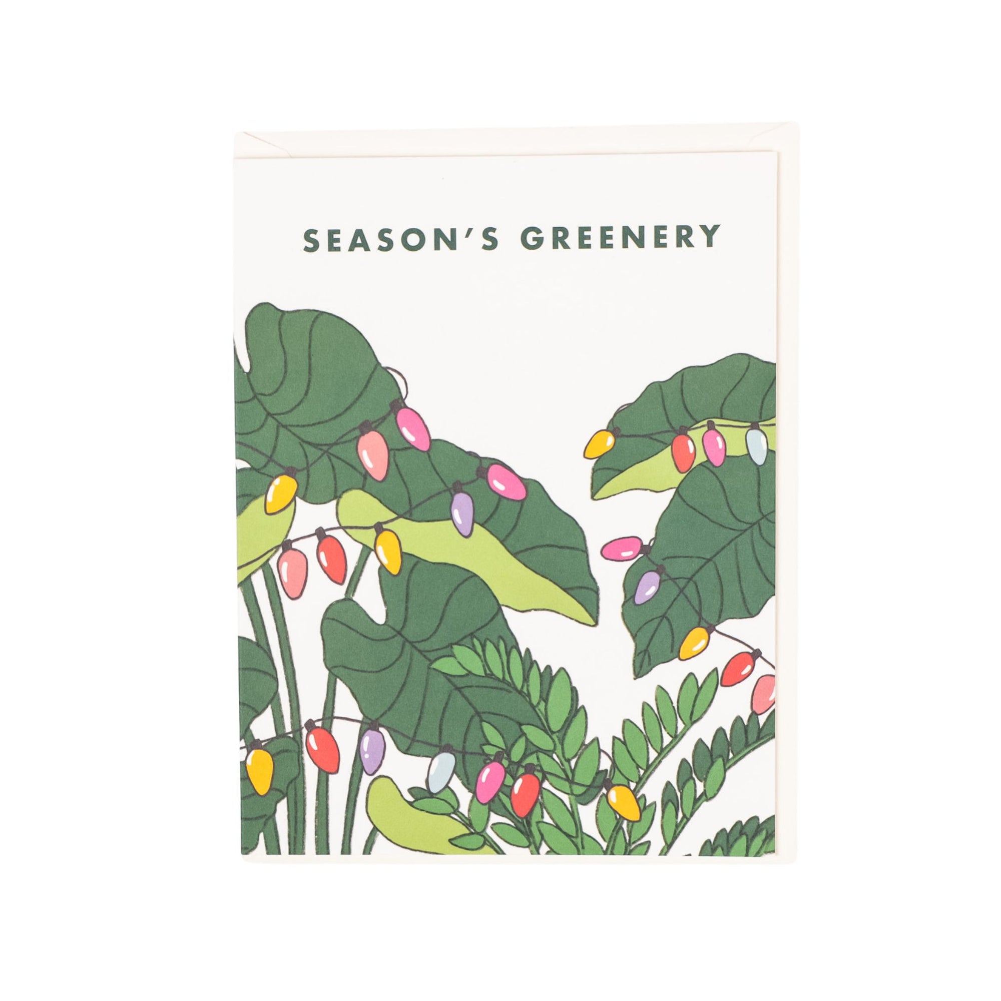 Season's Greenery Card - Green Fresh Florals + Plants