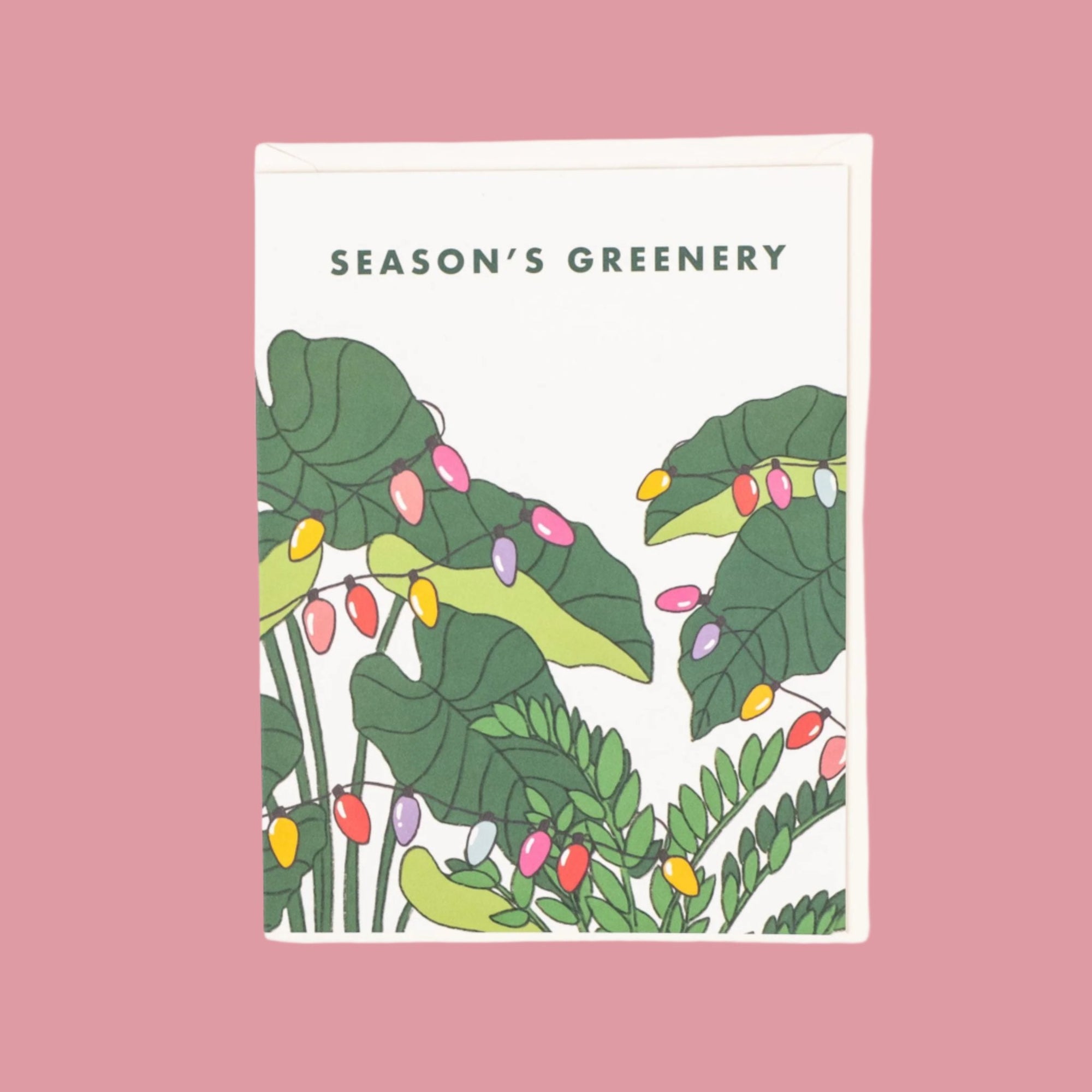 Season's Greenery Card - Green Fresh Florals + Plants