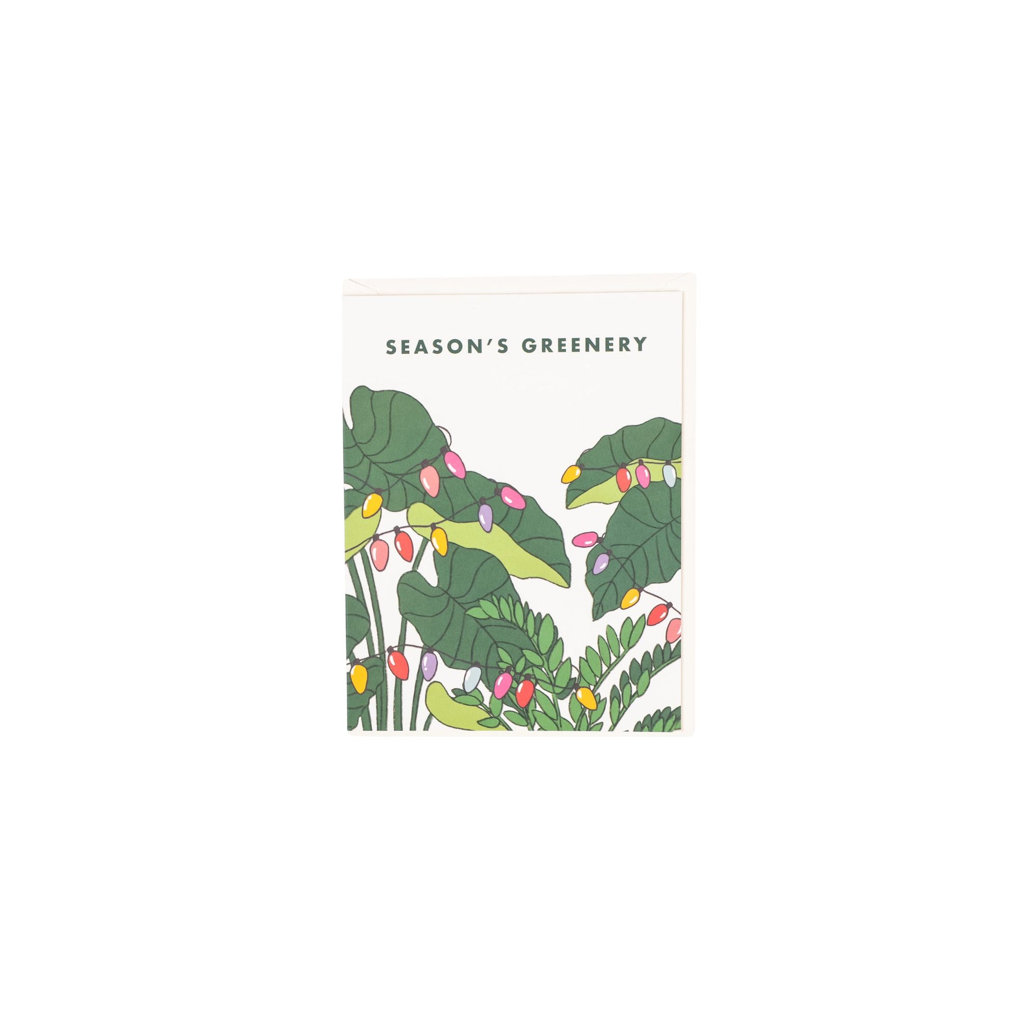 Season's Greenery Card - Green Fresh Florals + Plants