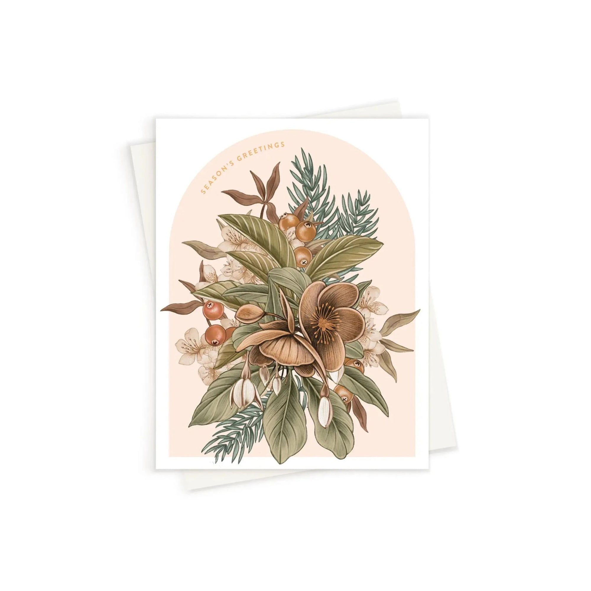 Season's Greetings Floral Card - Green Fresh Florals + Plants