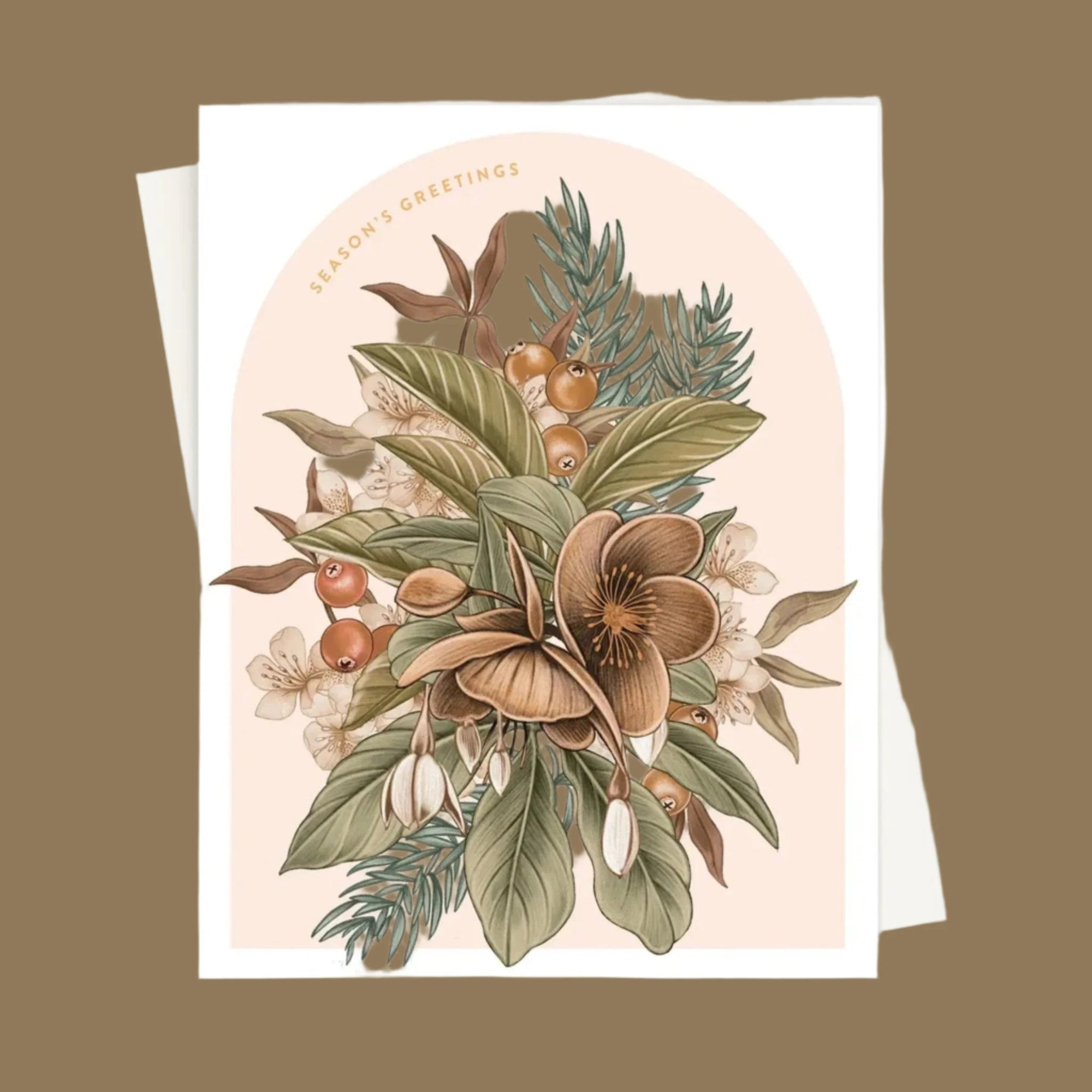 Season's Greetings Floral Card - Green Fresh Florals + Plants