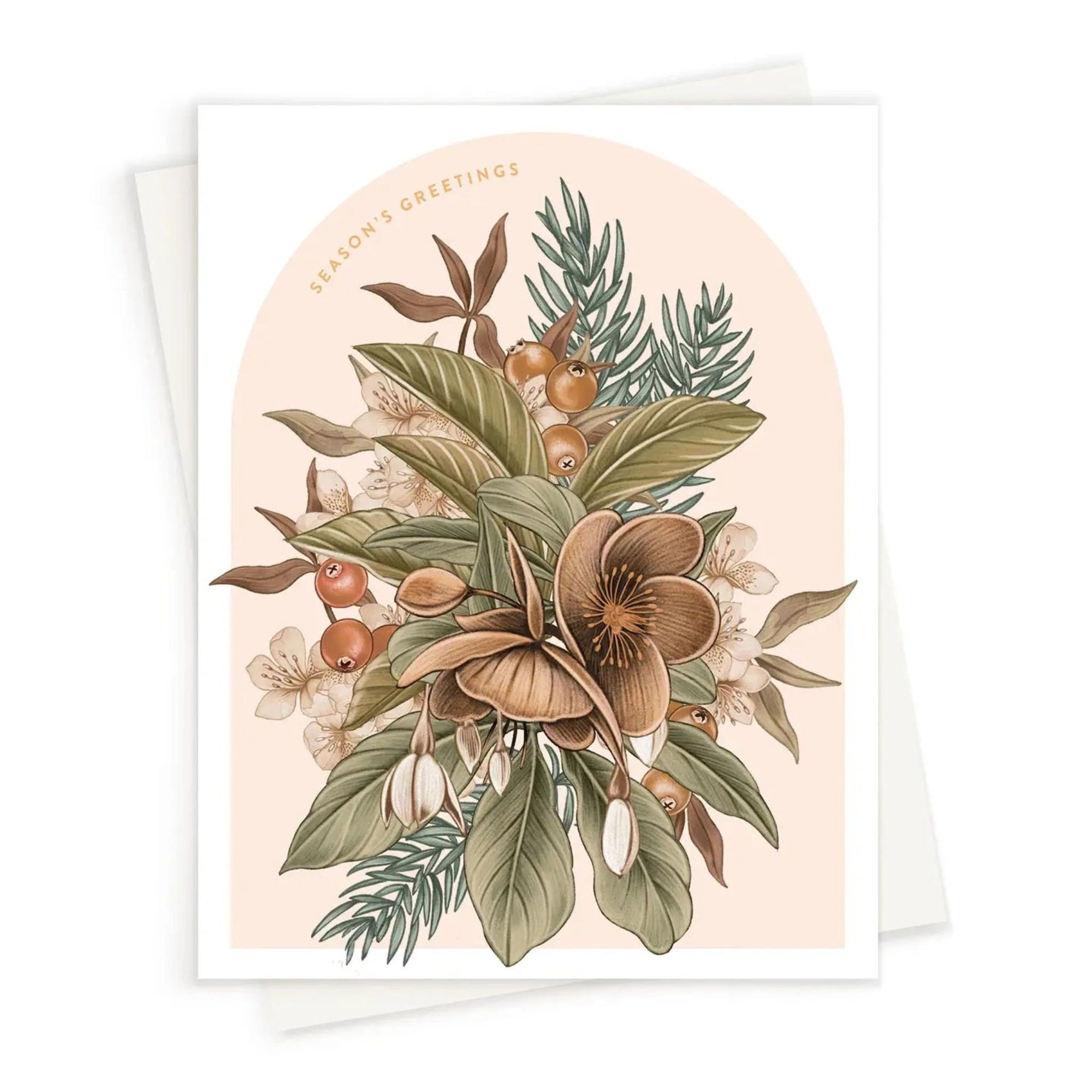 Season's Greetings Floral Card - Green Fresh Florals + Plants