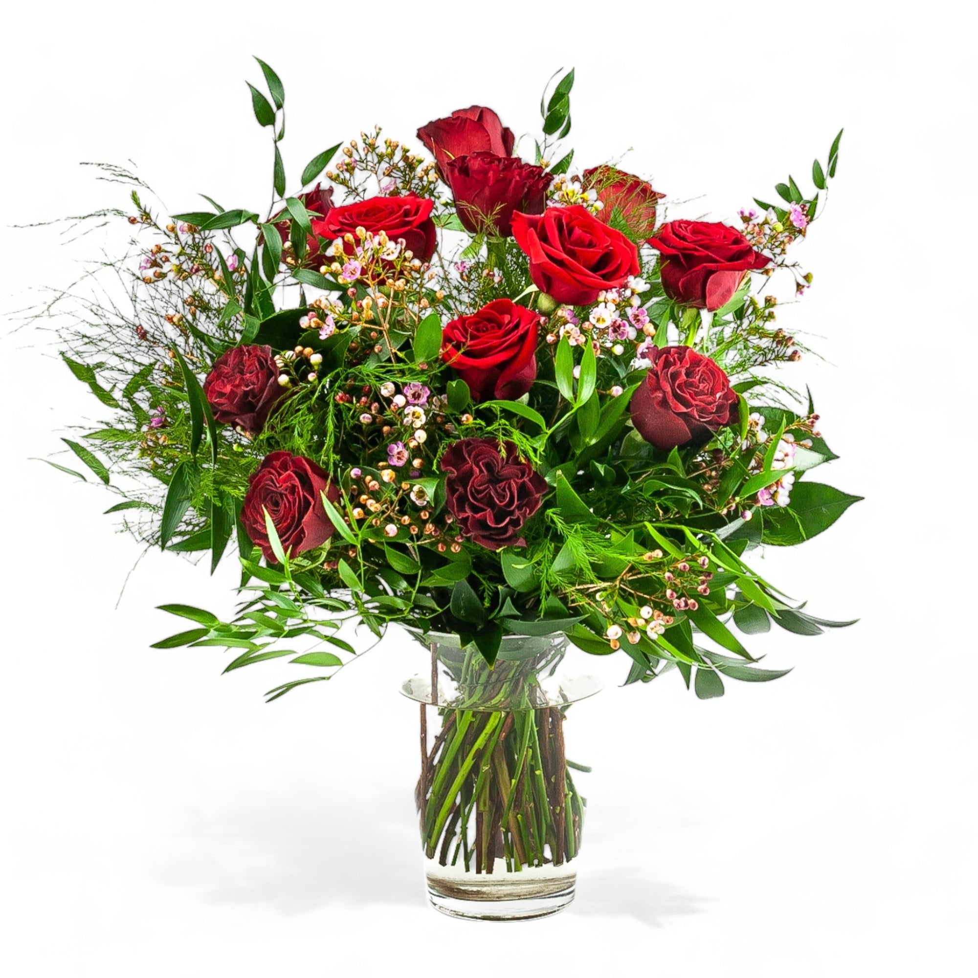 Shades of Red Long - Stem Roses - Green Fresh Florals + Plants