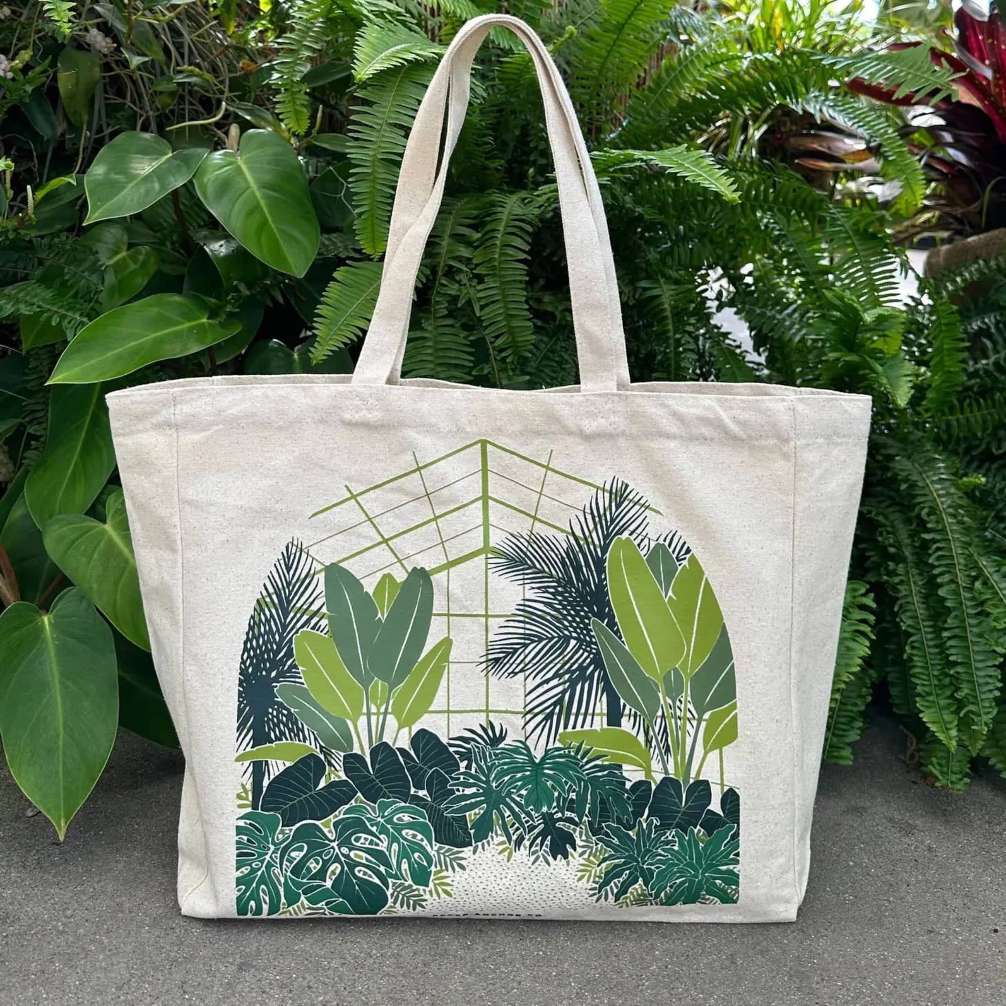 Tropical Conservatory Tote - Green Fresh Florals + Plants