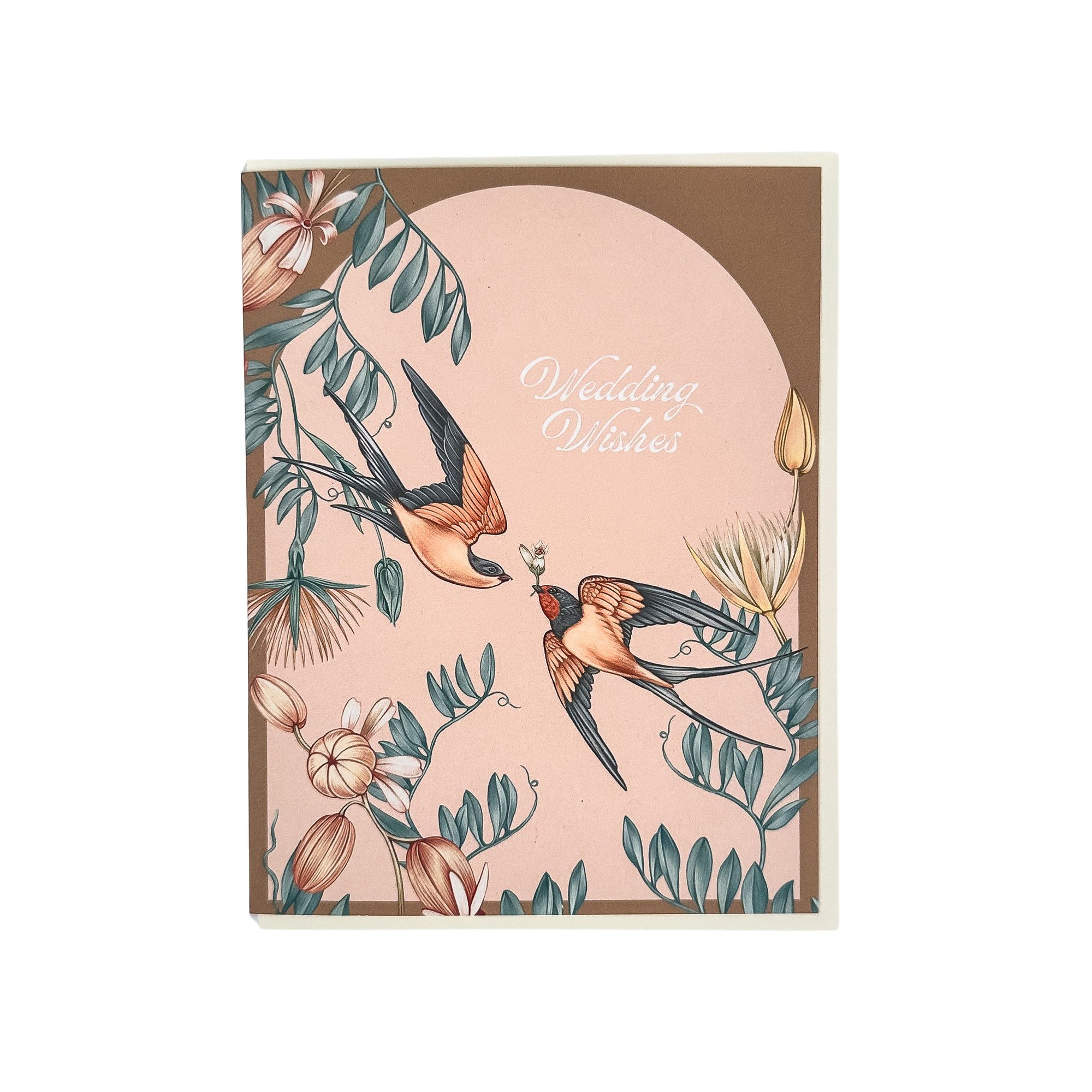 Wedding Wishes Greeting Card - Green Fresh Florals + Plants