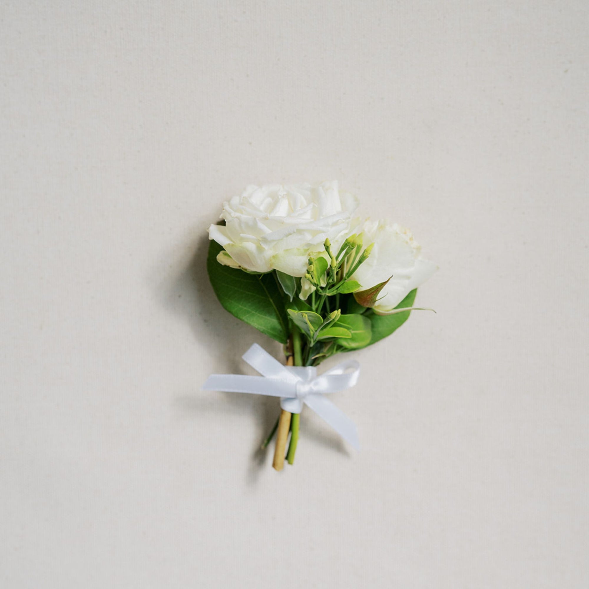 White A la Carte Boutonniére - Green Fresh Florals + Plants