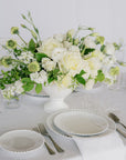 White A la Carte Wedding Centerpiece - Green Fresh Florals + Plants