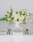 White A la Carte Wedding Centerpiece - Green Fresh Florals + Plants