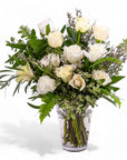 White Long - Stem Roses - Green Fresh Florals + Plants