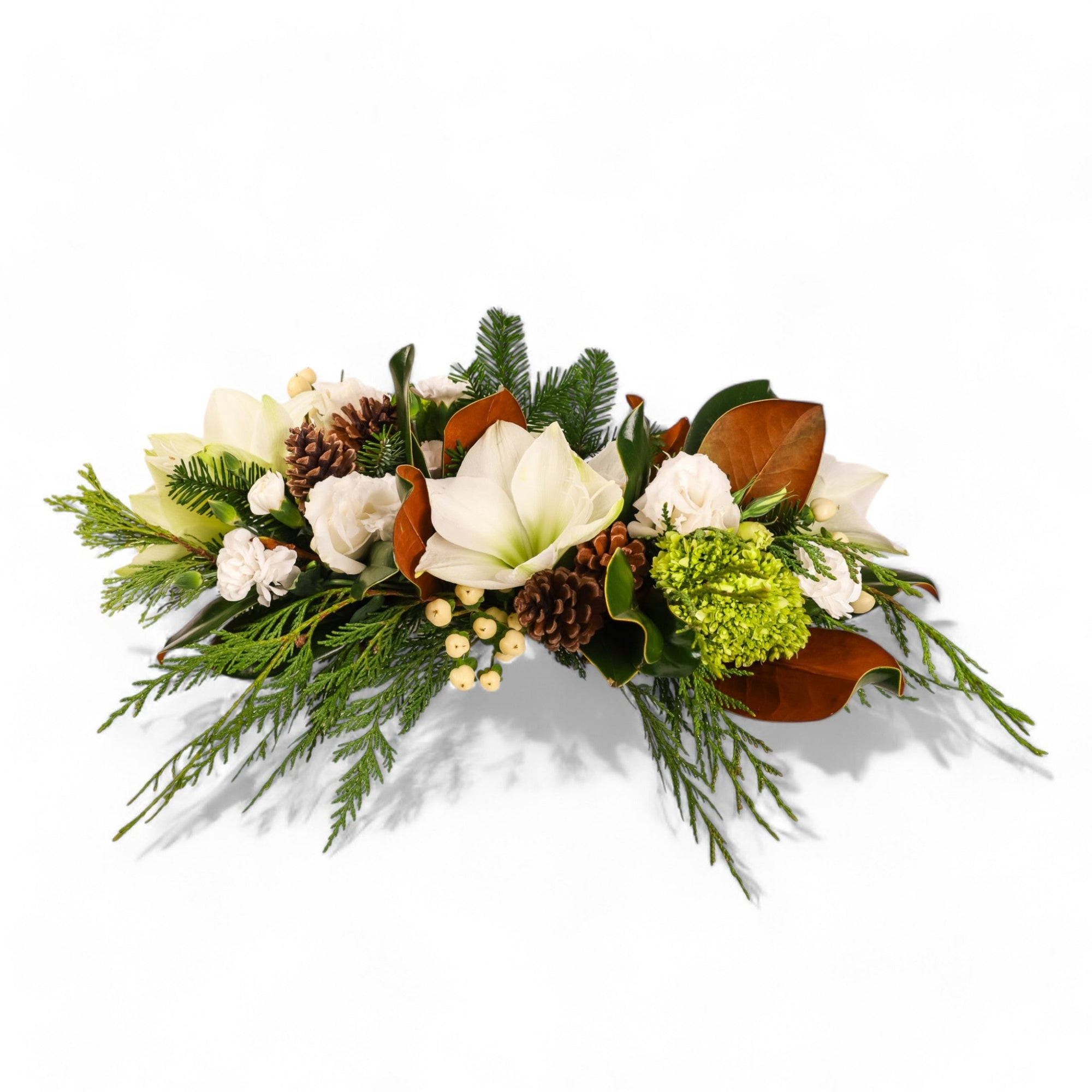 Winter Solstice Centerpiece - Green Fresh Florals + Plants