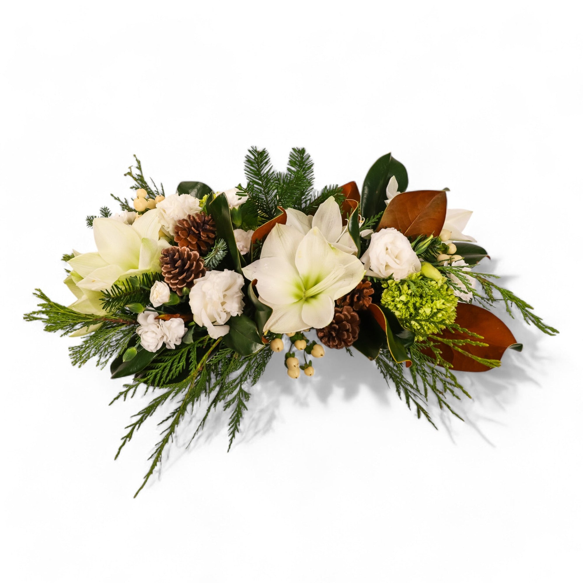 Winter Solstice Centerpiece - Green Fresh Florals + Plants