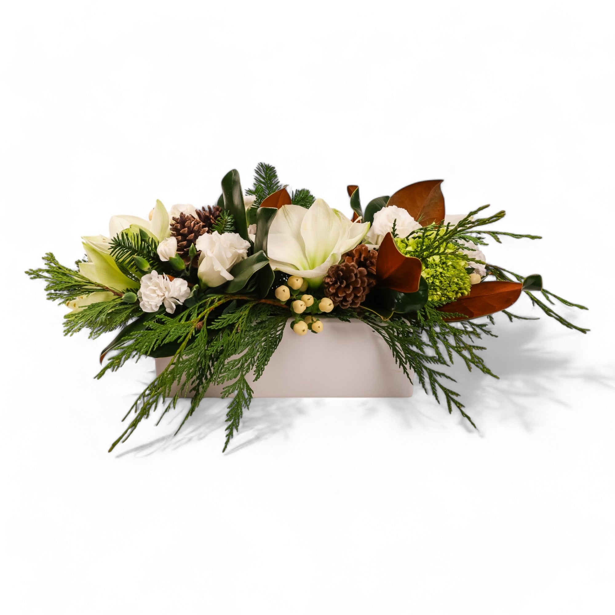 Winter Solstice Centerpiece - Green Fresh Florals + Plants