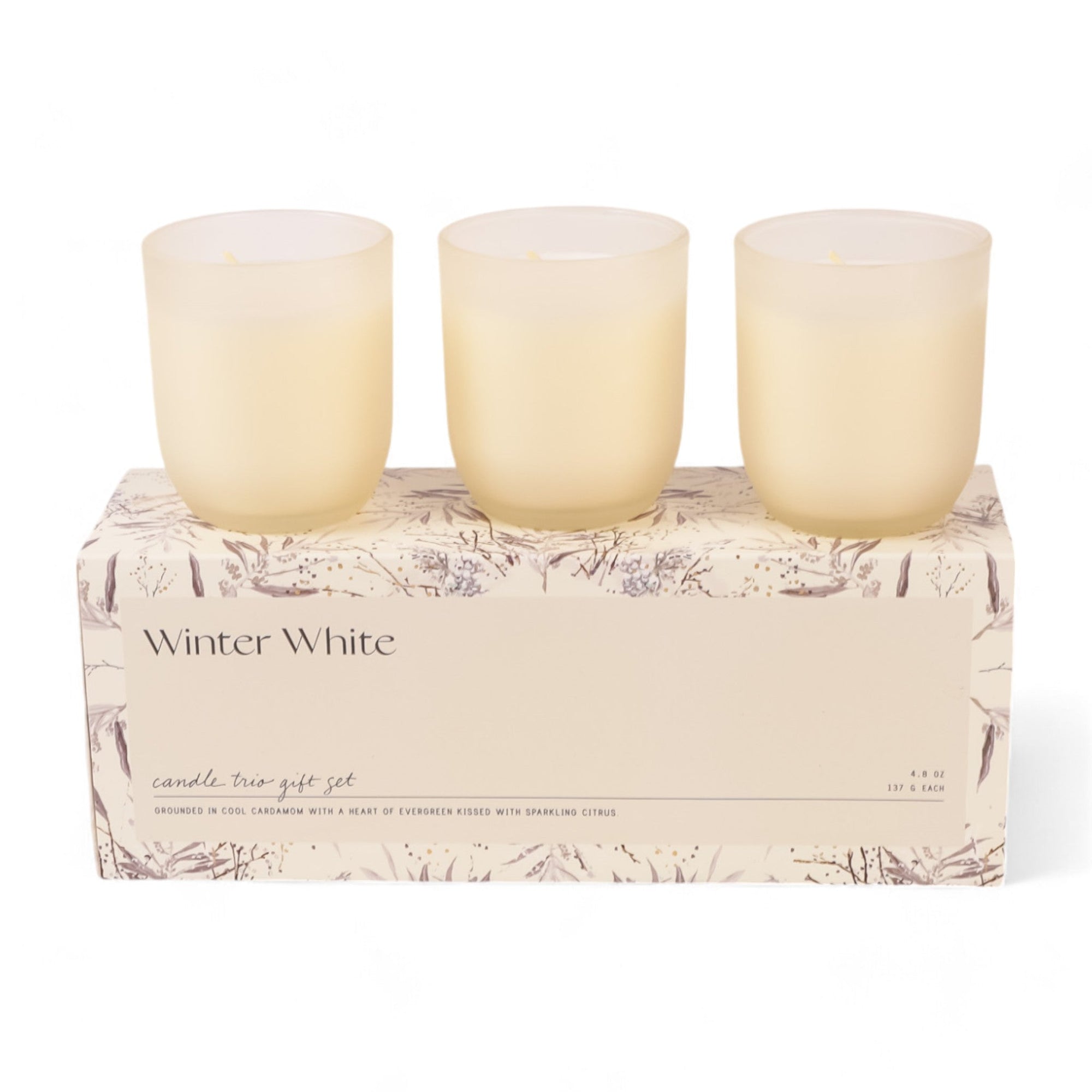 Winter White Candle Trio Gift Set - Green Fresh Florals + Plants