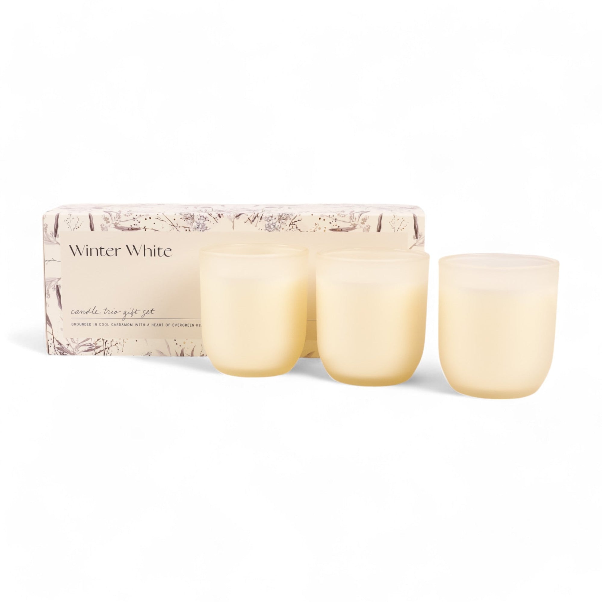 Winter White Candle Trio Gift Set - Green Fresh Florals + Plants