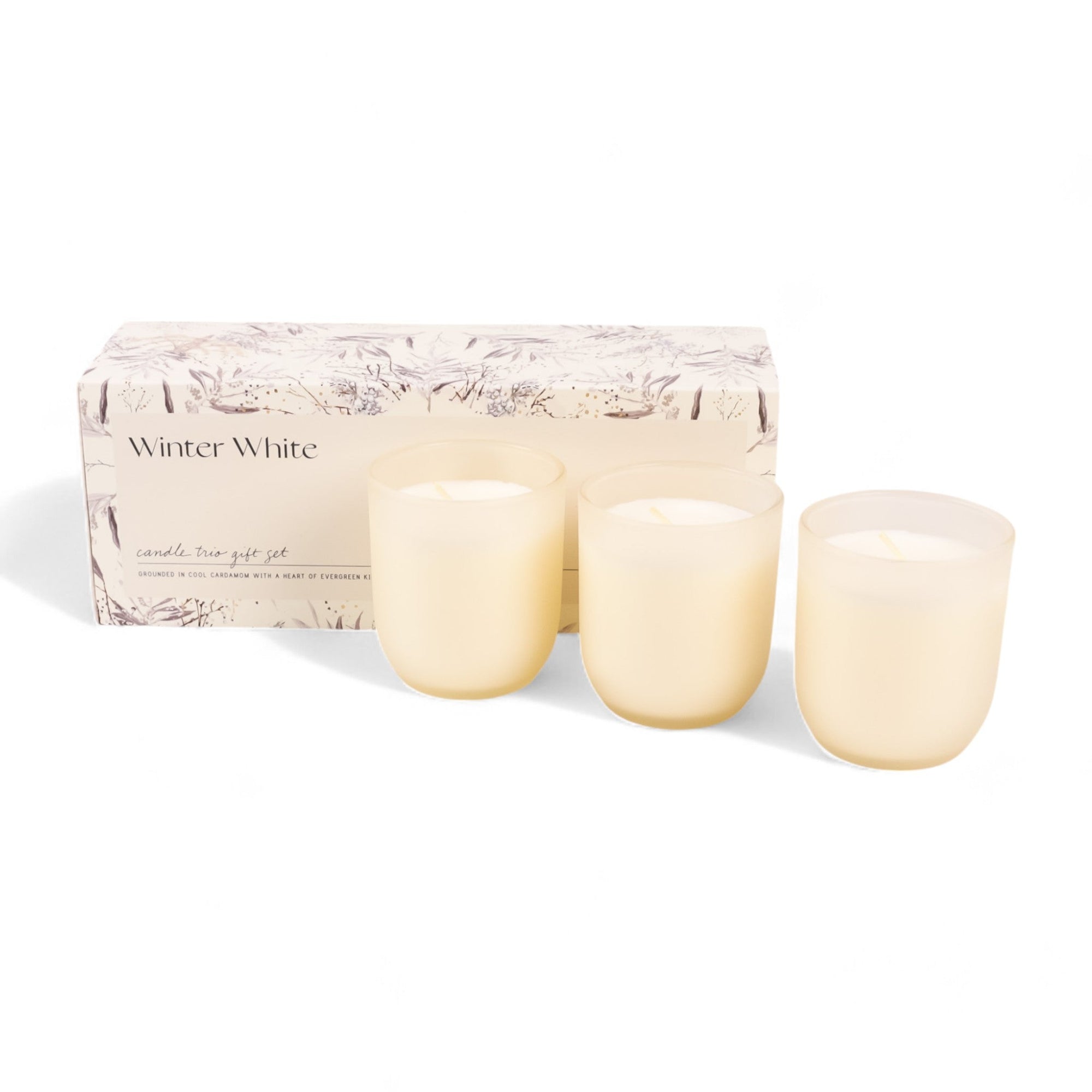 Winter White Candle Trio Gift Set - Green Fresh Florals + Plants