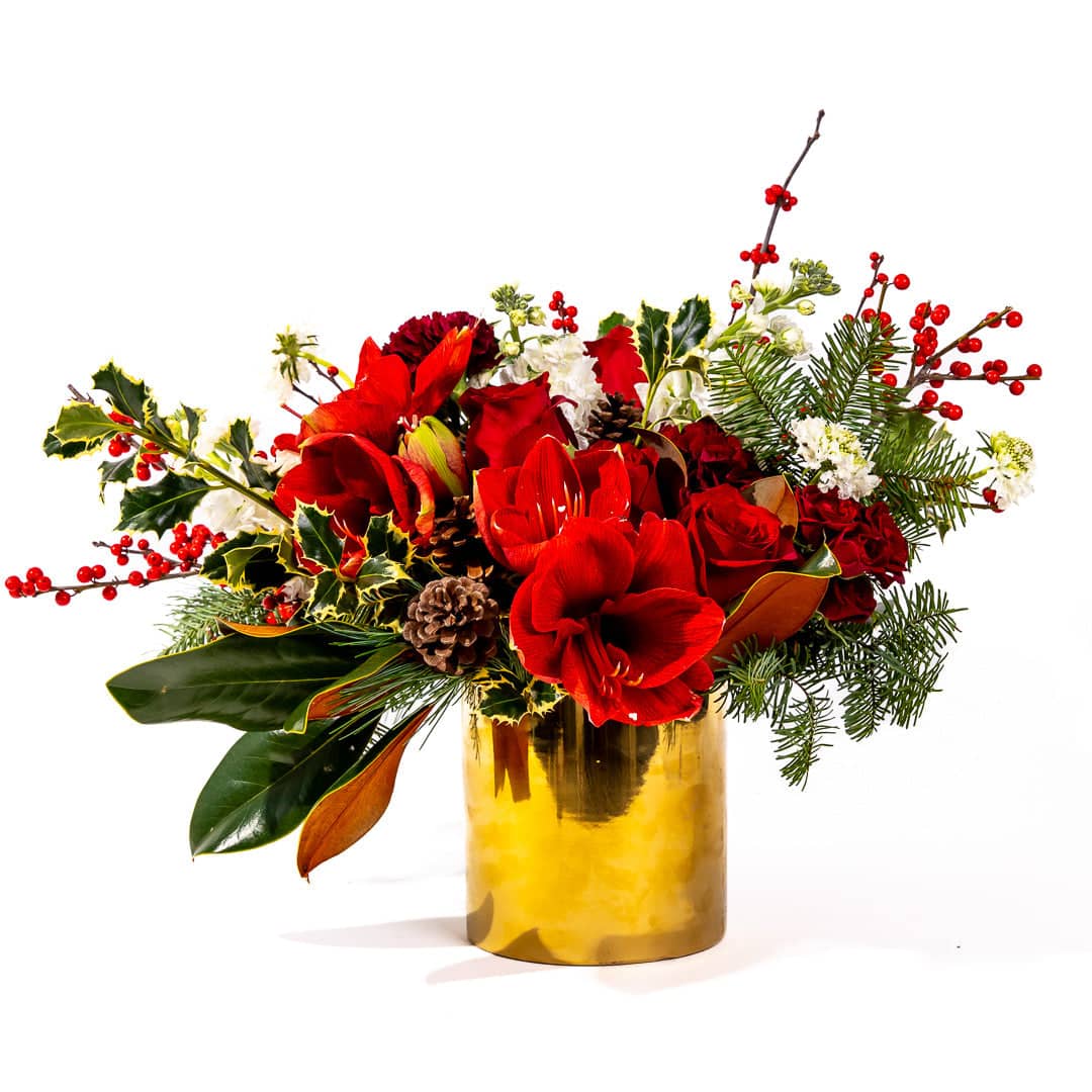 Shop Gold &amp; Red Splendor Floral online from Green Fresh Florals + Plants