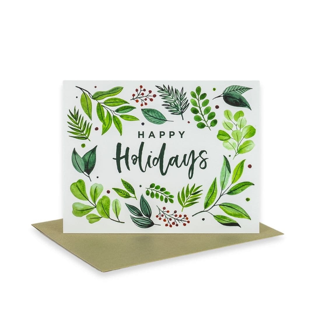 Shop Happy Holidays Foliage Greeting Card | Green Fresh Florals + Plants online from Green Fresh Florals + Plants